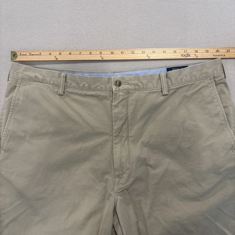 Polo Ralph Lauren 42L KHAKI STRETCH Classic Shorts Mens Flat Front EUC Fast Ship